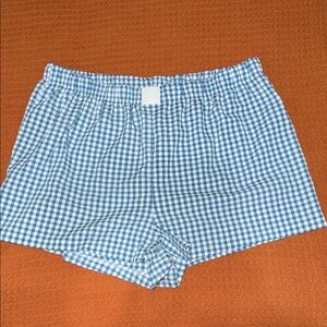 SHEIN Blue Checkered High Waist Shorts